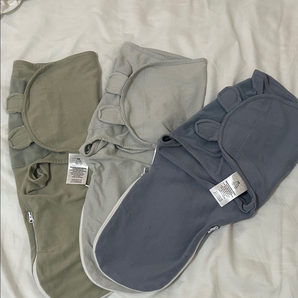 Set of Three Baby Swaddle Wraps in Neutral Tones